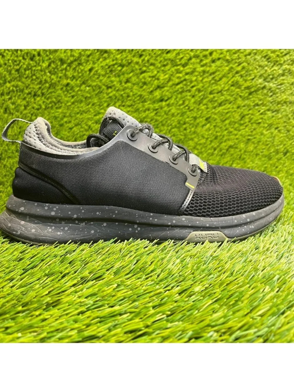 Kuru Atom Mens Size 7 Black Gray Athletic Running Walking Slip On Shoes Sneakers